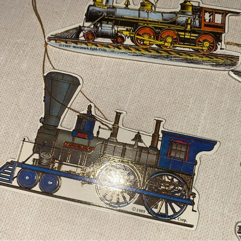 Merrimack VTG 1989‎ Victorian Trains Christmas Ornaments Set 4 Foil Trim